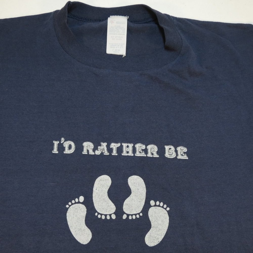 VINTAGE 1970s I'D RATHER BE having Sex TEE T SHIRT Sz Mens L 50/50 paper thin